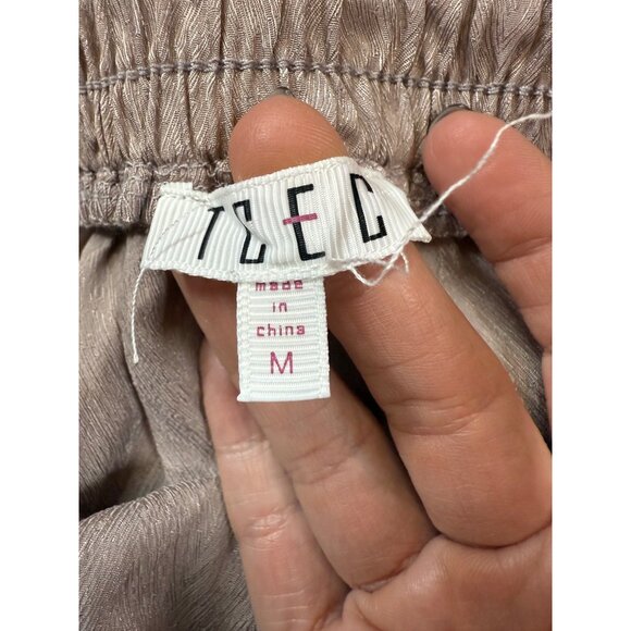 TCEC Satin-Style Elastic Waist Shorts M Brown Gray Polyester Blend (bin HH124) - Picture 2 of 6